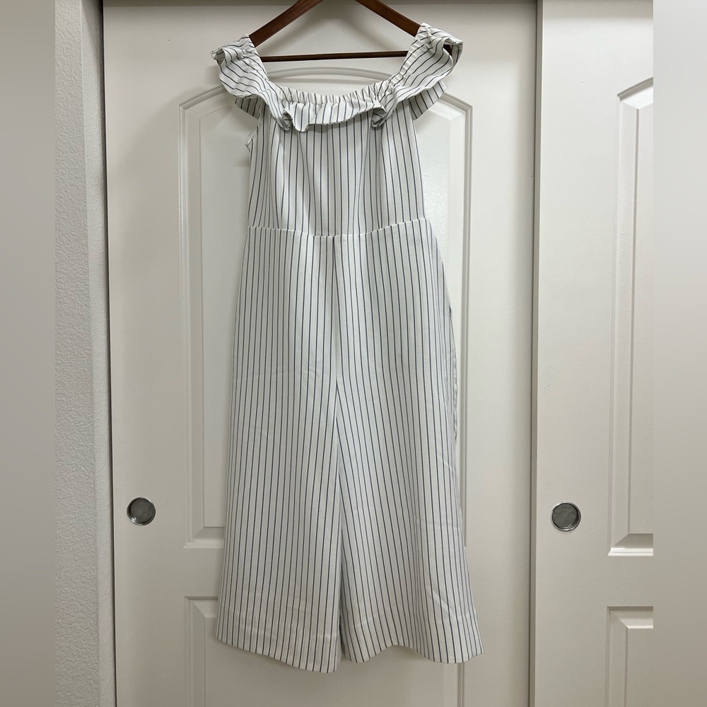 English Factory Off the Shoulder Ruffled Striped Jumpsuit - Picture 3 of 11